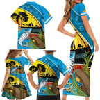 Sharks Rugby ANZAC Day Family Matching Short Sleeve Bodycon Dress and Hawaiian Shirt Sharkies Rosemary Starry Night