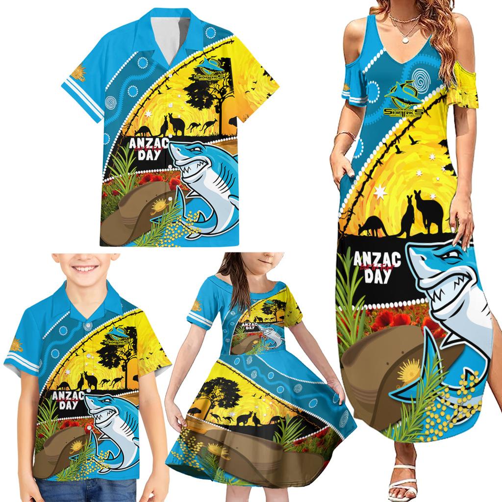 Sharks Rugby ANZAC Day Family Matching Summer Maxi Dress and Hawaiian Shirt Sharkies Rosemary Starry Night