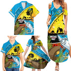 Sharks Rugby ANZAC Day Family Matching Summer Maxi Dress and Hawaiian Shirt Sharkies Rosemary Starry Night