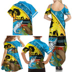 Sharks Rugby ANZAC Day Family Matching Summer Maxi Dress and Hawaiian Shirt Sharkies Rosemary Starry Night