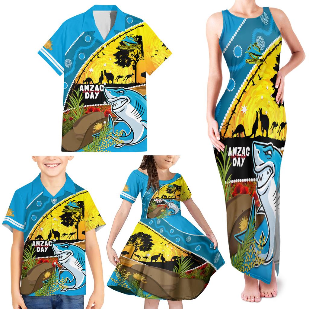 Sharks Rugby ANZAC Day Family Matching Tank Maxi Dress and Hawaiian Shirt Sharkies Rosemary Starry Night