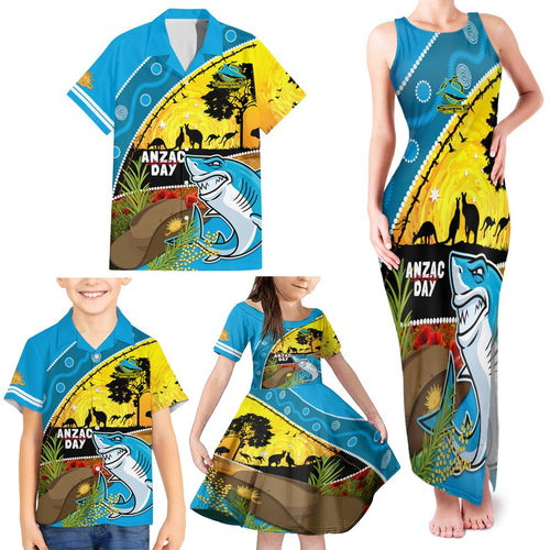 Sharks Rugby ANZAC Day Family Matching Tank Maxi Dress and Hawaiian Shirt Sharkies Rosemary Starry Night
