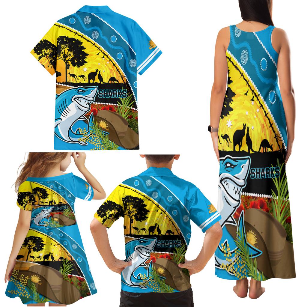 Sharks Rugby ANZAC Day Family Matching Tank Maxi Dress and Hawaiian Shirt Sharkies Rosemary Starry Night