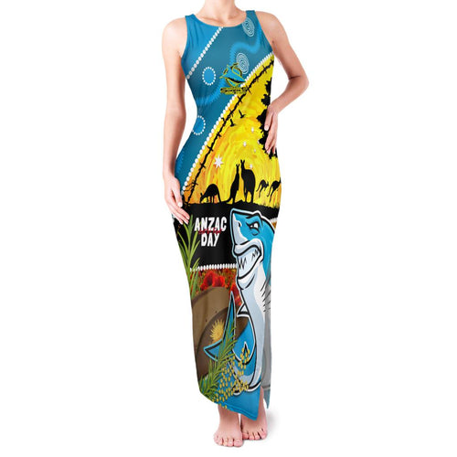 Sharks Rugby ANZAC Day Family Matching Tank Maxi Dress and Hawaiian Shirt Sharkies Rosemary Starry Night