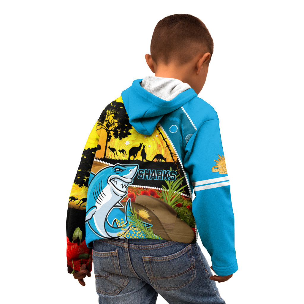 Sharks Rugby ANZAC Day Kid Hoodie Sharkies Rosemary Starry Night