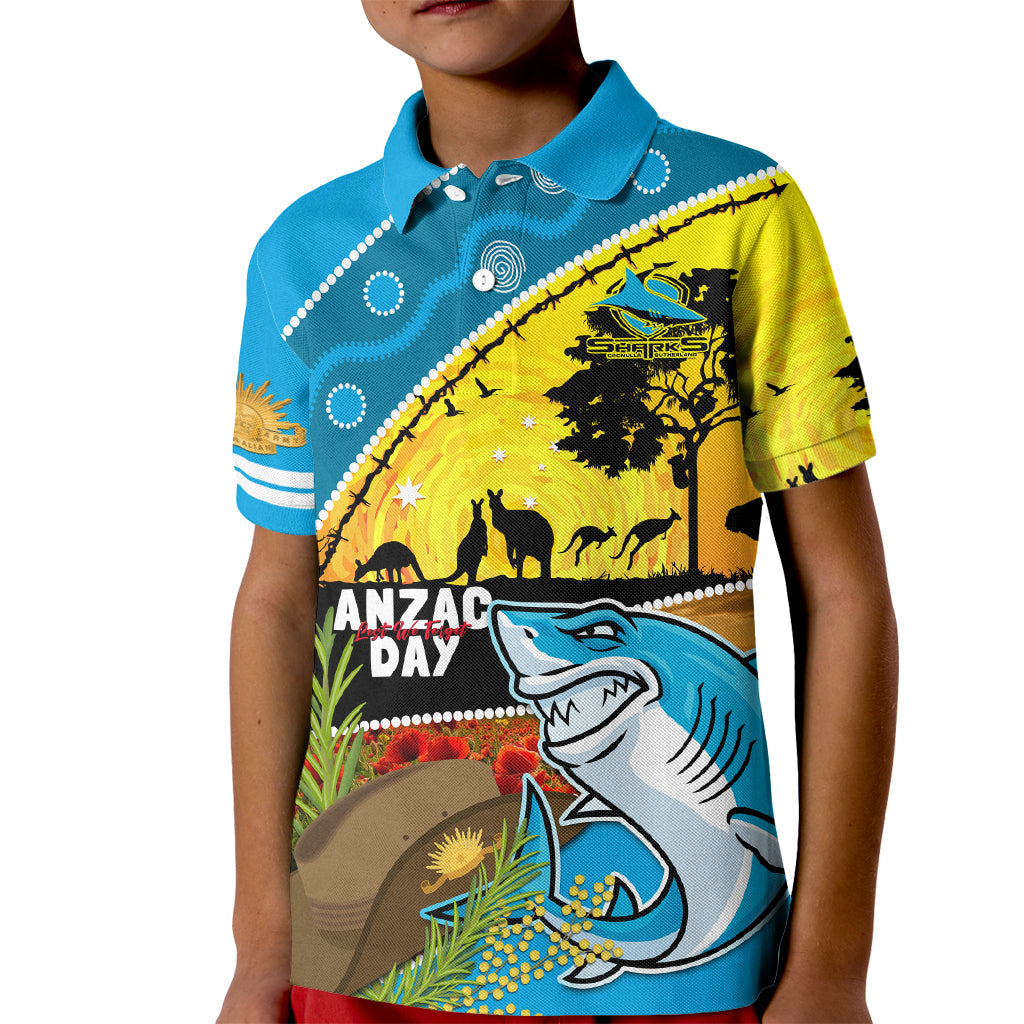Sharks Rugby ANZAC Day Kid Polo Shirt Sharkies Rosemary Starry Night