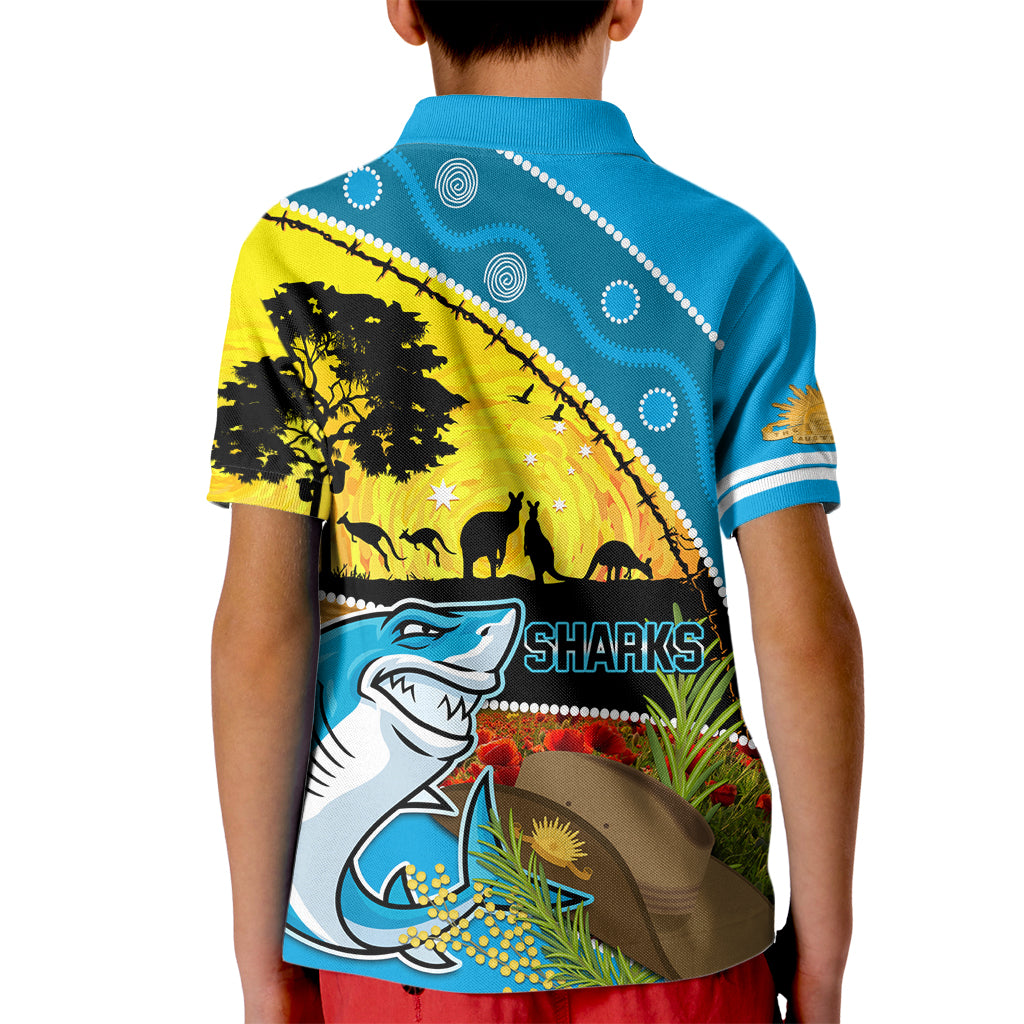 Sharks Rugby ANZAC Day Kid Polo Shirt Sharkies Rosemary Starry Night