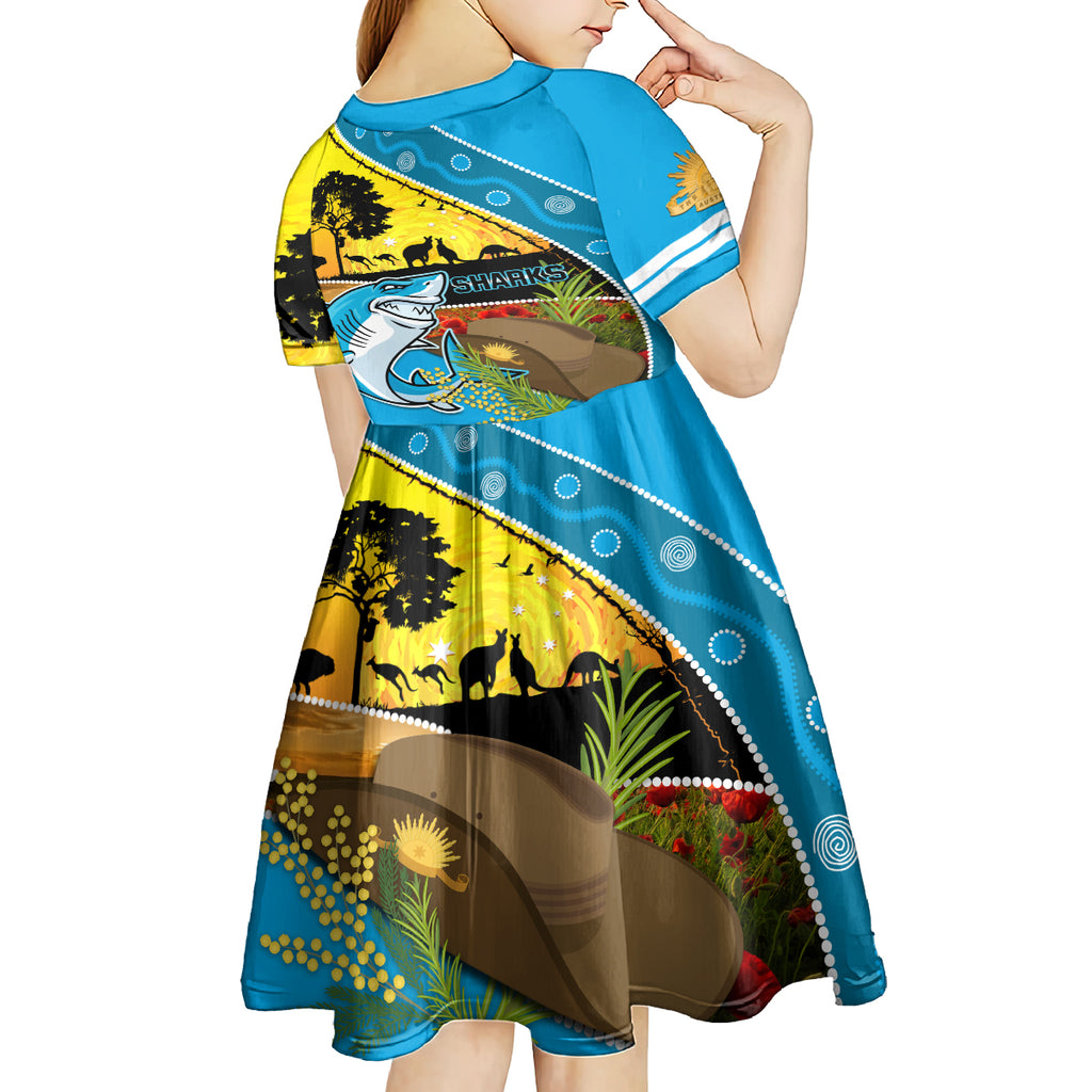 Sharks Rugby ANZAC Day Kid Short Sleeve Dress Sharkies Rosemary Starry Night