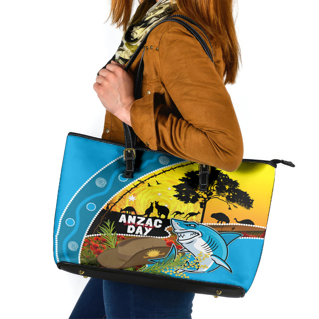 Sharks Rugby ANZAC Day Leather Tote Bag Sharkies Rosemary Starry Night