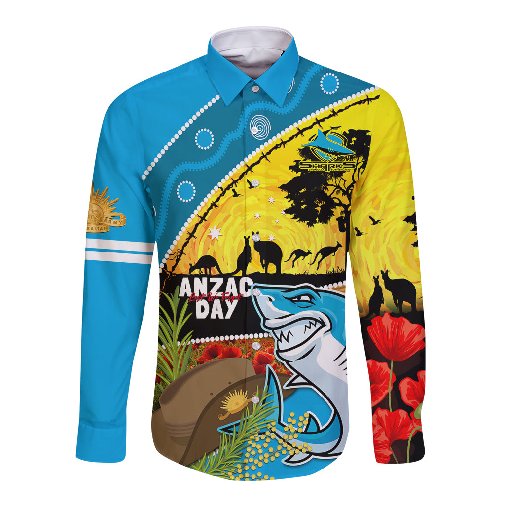 Sharks Rugby ANZAC Day Long Sleeve Button Shirt Sharkies Rosemary Starry Night