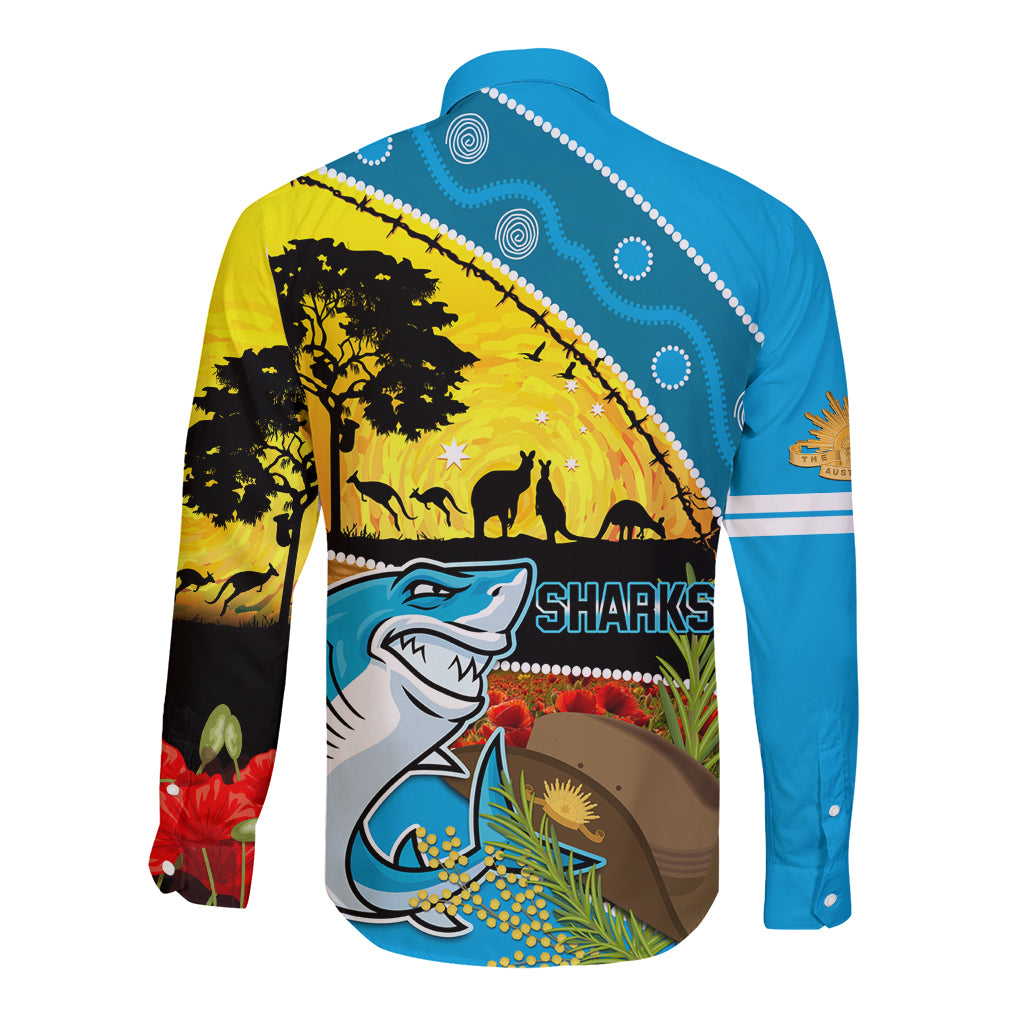 Sharks Rugby ANZAC Day Long Sleeve Button Shirt Sharkies Rosemary Starry Night