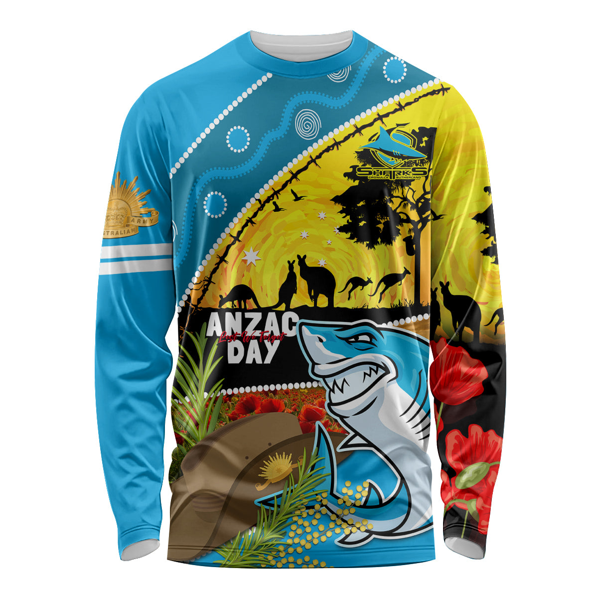 Sharks Rugby ANZAC Day Long Sleeve Shirt Sharkies Rosemary Starry Night