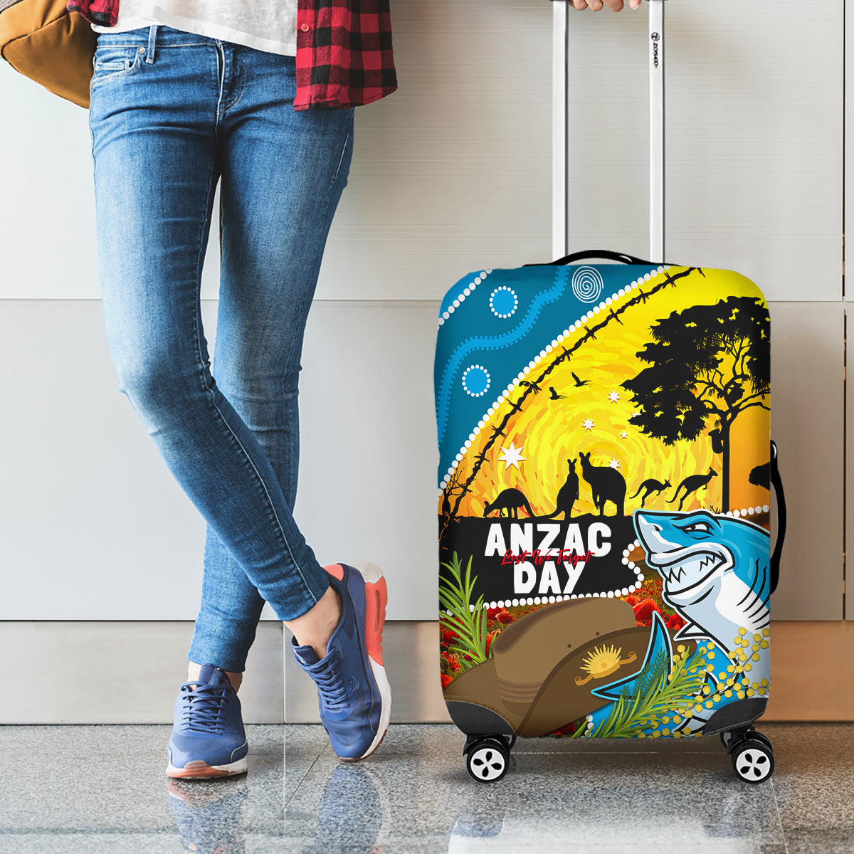 Sharks Rugby ANZAC Day Luggage Cover Sharkies Rosemary Starry Night