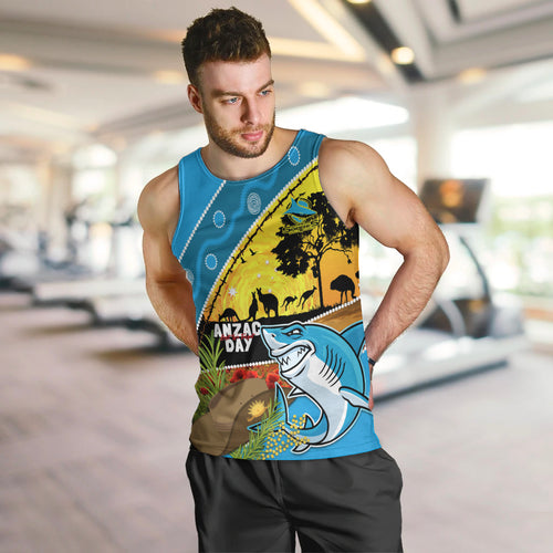 Sharks Rugby ANZAC Day Men Tank Top Sharkies Rosemary Starry Night
