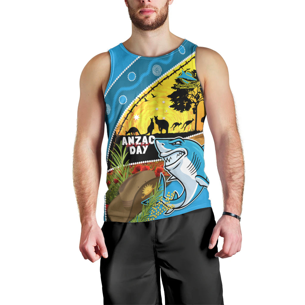 Sharks Rugby ANZAC Day Men Tank Top Sharkies Rosemary Starry Night