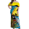 Sharks Rugby ANZAC Day Off Shoulder Maxi Dress Sharkies Rosemary Starry Night