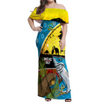Sharks Rugby ANZAC Day Off Shoulder Maxi Dress Sharkies Rosemary Starry Night