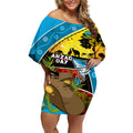 Sharks Rugby ANZAC Day Off Shoulder Short Dress Sharkies Rosemary Starry Night