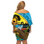 Sharks Rugby ANZAC Day Off Shoulder Short Dress Sharkies Rosemary Starry Night