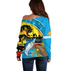 Sharks Rugby ANZAC Day Off Shoulder Sweater Sharkies Rosemary Starry Night