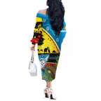 Sharks Rugby ANZAC Day Off The Shoulder Long Sleeve Dress Sharkies Rosemary Starry Night