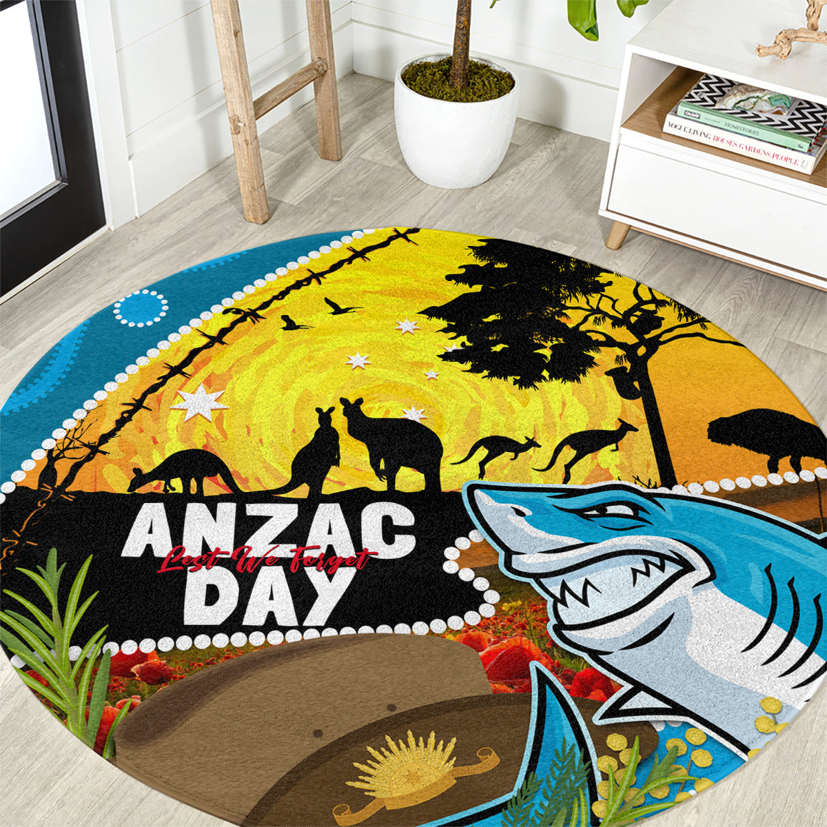 Sharks Rugby ANZAC Day Round Carpet Sharkies Rosemary Starry Night