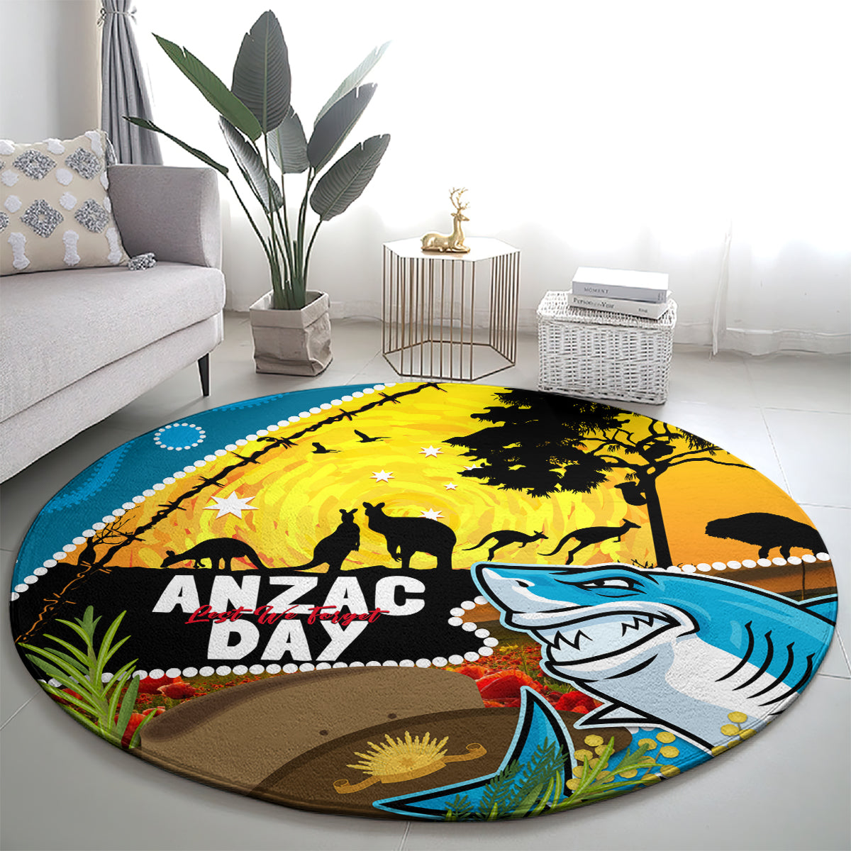 Sharks Rugby ANZAC Day Round Carpet Sharkies Rosemary Starry Night