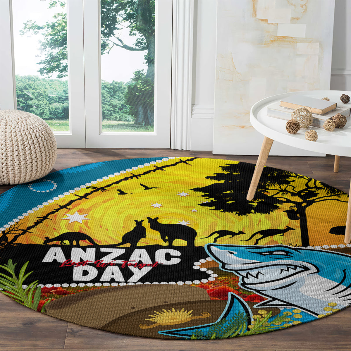 Sharks Rugby ANZAC Day Round Carpet Sharkies Rosemary Starry Night