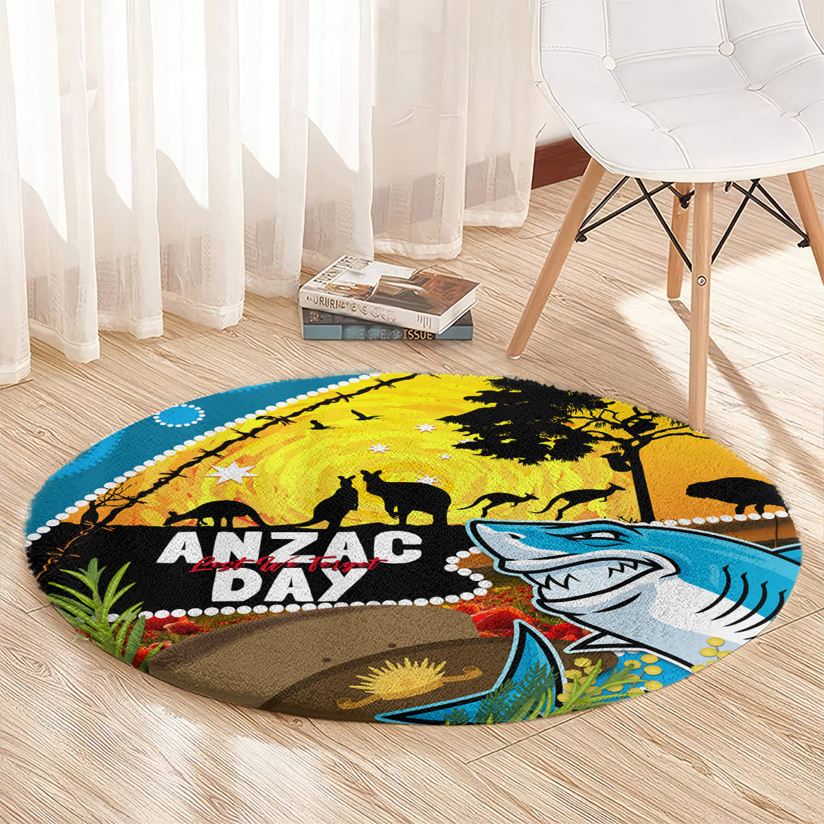 Sharks Rugby ANZAC Day Round Carpet Sharkies Rosemary Starry Night