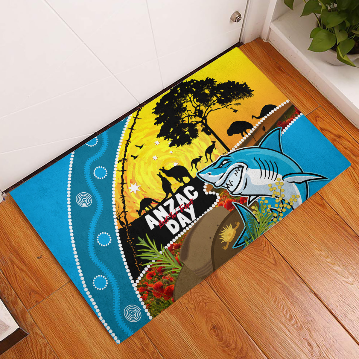 Sharks Rugby ANZAC Day Rubber Doormat Sharkies Rosemary Starry Night