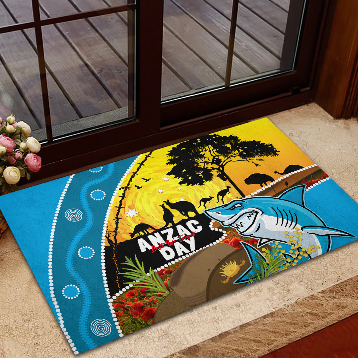 Sharks Rugby ANZAC Day Rubber Doormat Sharkies Rosemary Starry Night