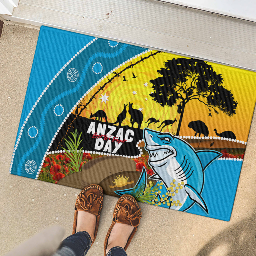 Sharks Rugby ANZAC Day Rubber Doormat Sharkies Rosemary Starry Night