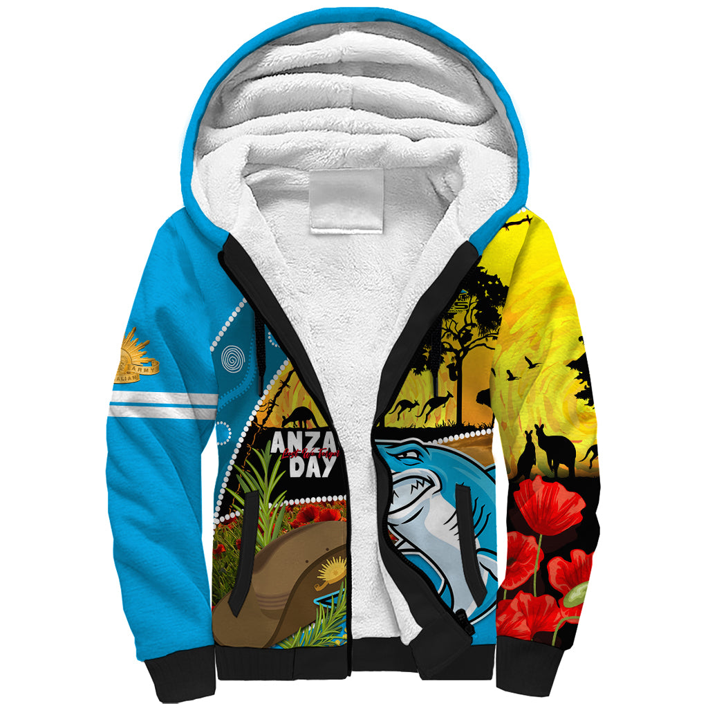 Sharks Rugby ANZAC Day Sherpa Hoodie Sharkies Rosemary Starry Night