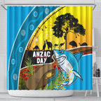 Sharks Rugby ANZAC Day Shower Curtain Sharkies Rosemary Starry Night