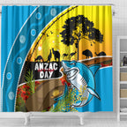Sharks Rugby ANZAC Day Shower Curtain Sharkies Rosemary Starry Night