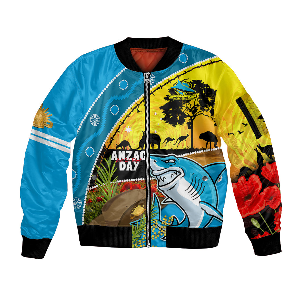 Sharks Rugby ANZAC Day Sleeve Zip Bomber Jacket Sharkies Rosemary Starry Night