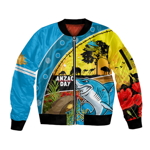 Sharks Rugby ANZAC Day Sleeve Zip Bomber Jacket Sharkies Rosemary Starry Night