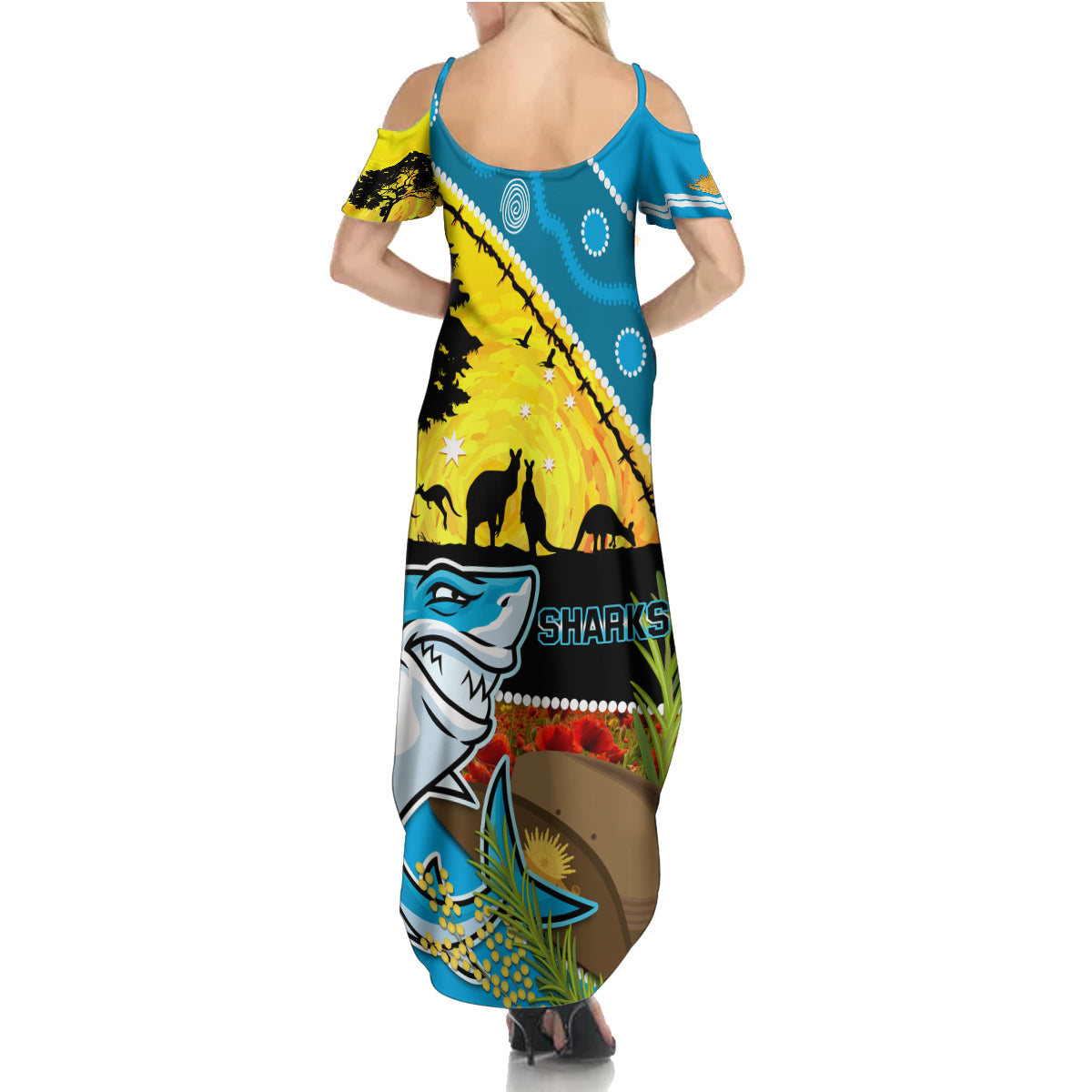 Sharks Rugby ANZAC Day Summer Maxi Dress Sharkies Rosemary Starry Night