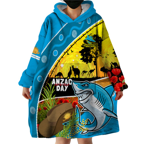 Sharks Rugby ANZAC Day Wearable Blanket Hoodie Sharkies Rosemary Starry Night