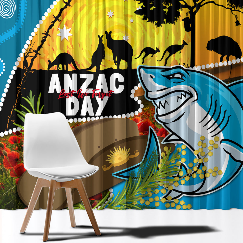 Sharks Rugby ANZAC Day Window Curtain Sharkies Rosemary Starry Night
