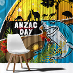 Sharks Rugby ANZAC Day Window Curtain Sharkies Rosemary Starry Night