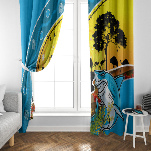 Sharks Rugby ANZAC Day Window Curtain Sharkies Rosemary Starry Night