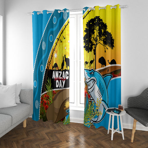 Sharks Rugby ANZAC Day Window Curtain Sharkies Rosemary Starry Night
