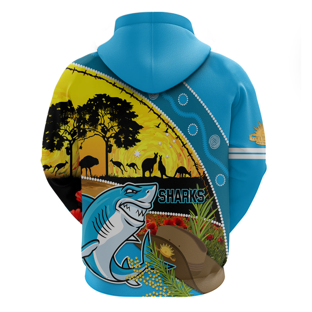 Sharks Rugby ANZAC Day Zip Hoodie Sharkies Rosemary Starry Night