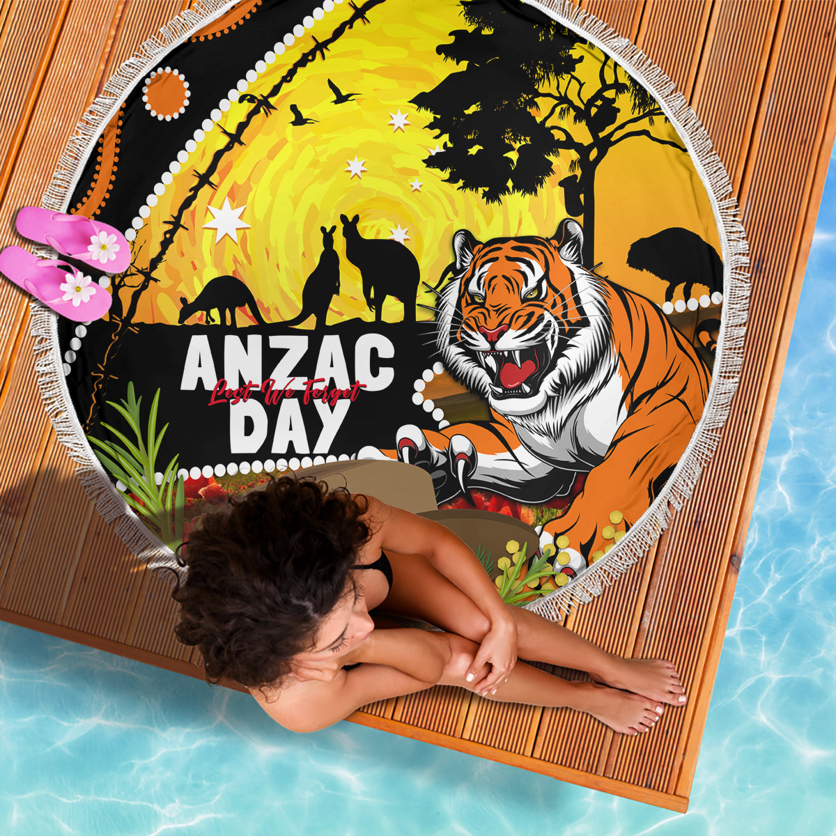 Tigers Rugby ANZAC Day Beach Blanket Wests Mascot Rosemary Starry Night