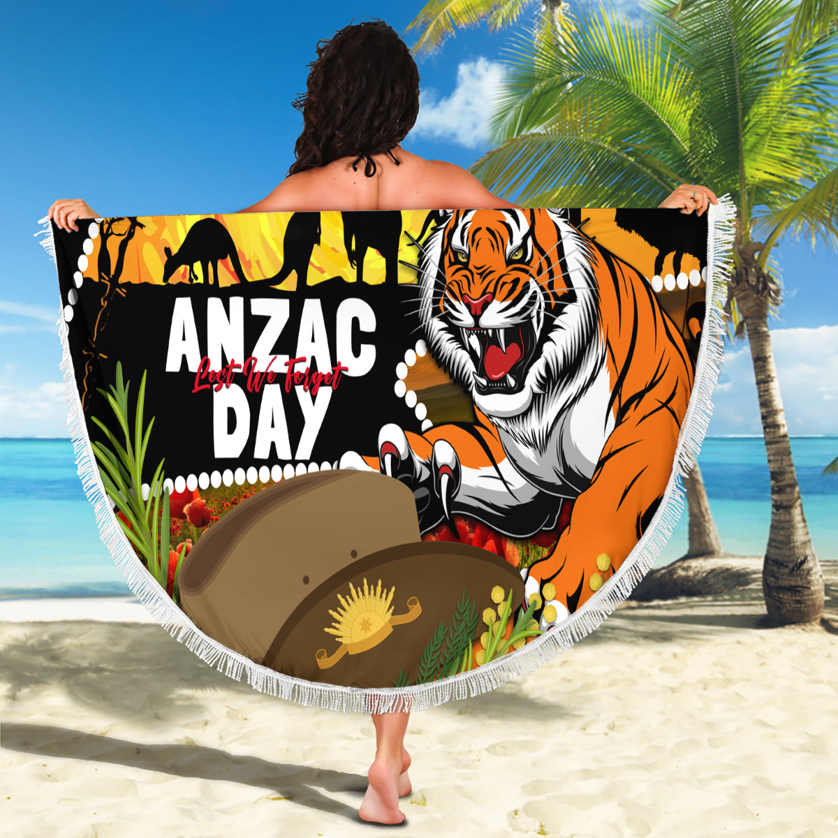 Tigers Rugby ANZAC Day Beach Blanket Wests Mascot Rosemary Starry Night