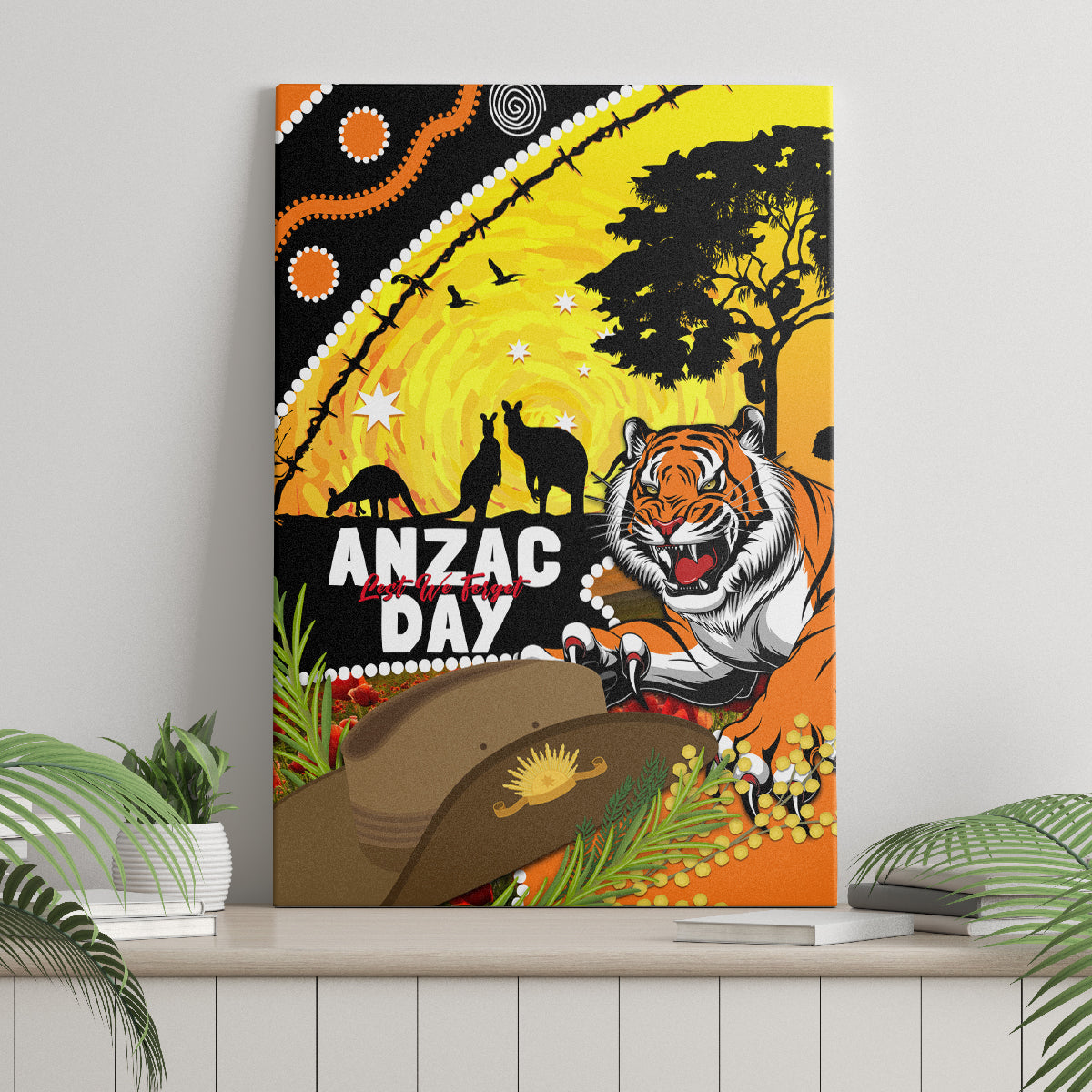 Tigers Rugby ANZAC Day Canvas Wall Art Wests Mascot Rosemary Starry Night