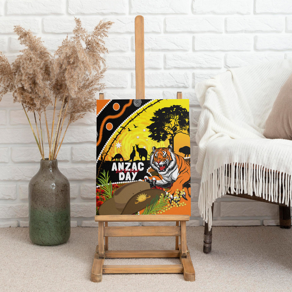 Tigers Rugby ANZAC Day Canvas Wall Art Wests Mascot Rosemary Starry Night