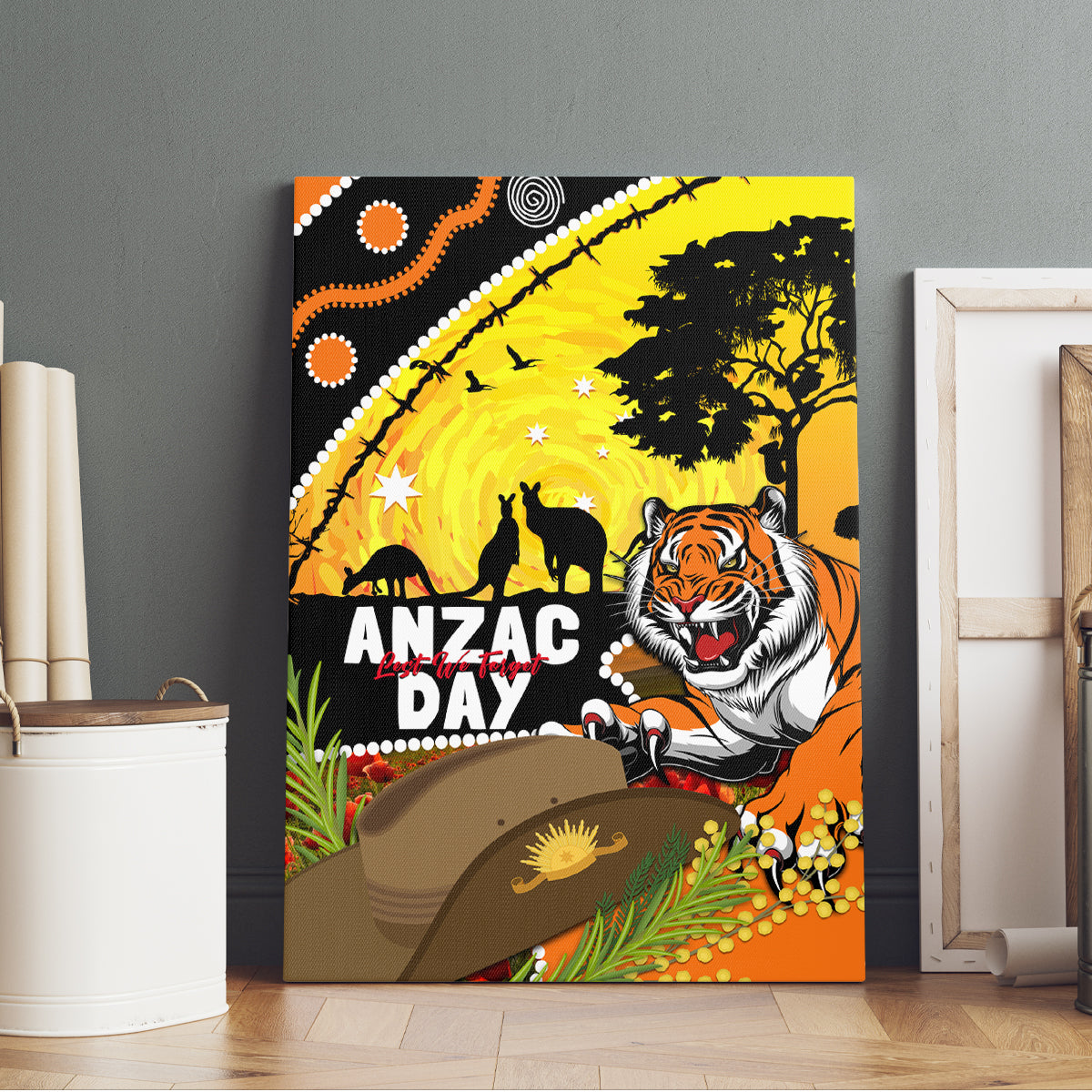 Tigers Rugby ANZAC Day Canvas Wall Art Wests Mascot Rosemary Starry Night