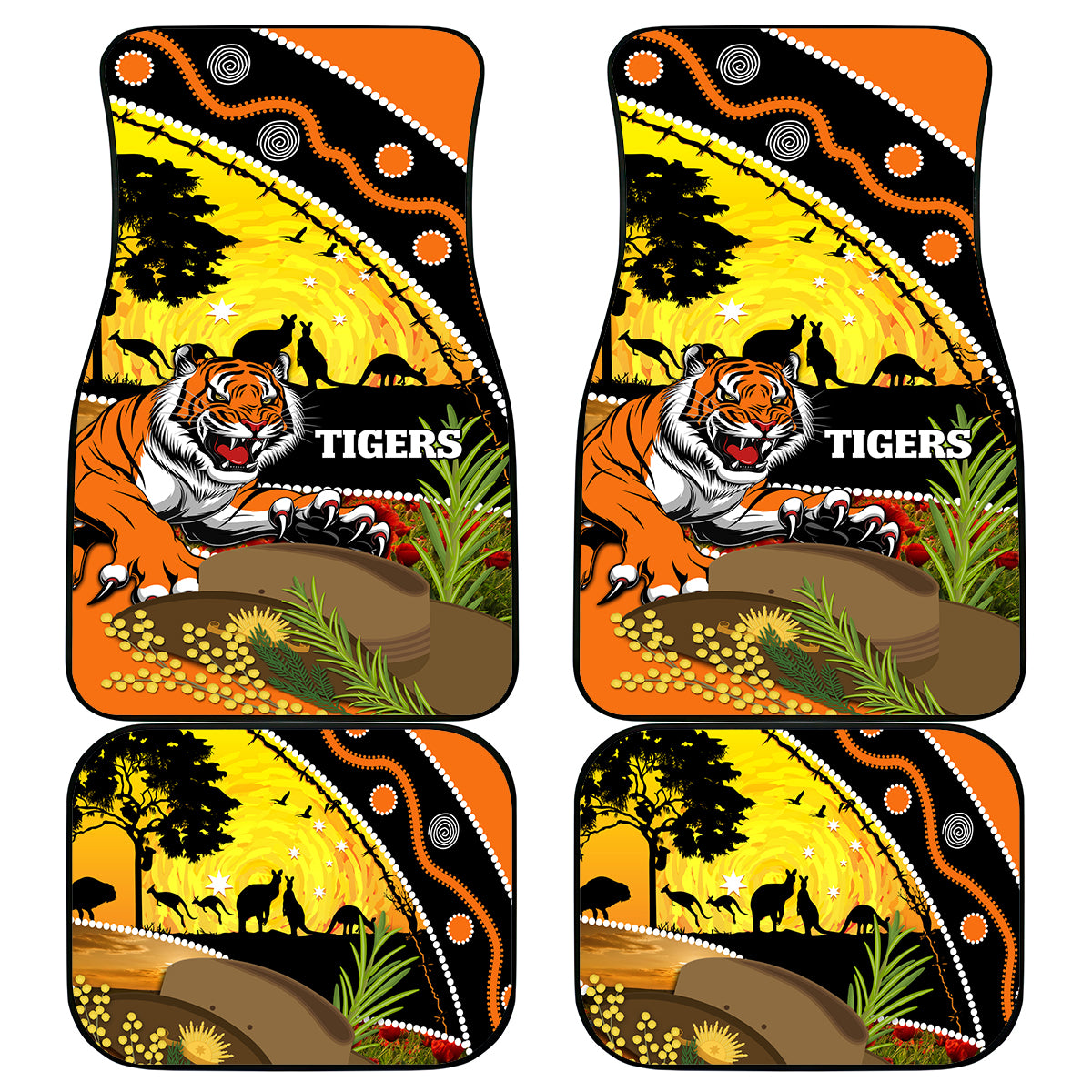 Tigers Rugby ANZAC Day Car Mats Wests Mascot Rosemary Starry Night